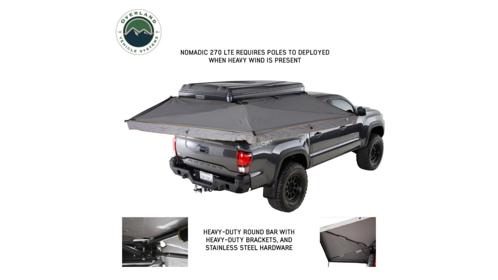 Overland Vehicle Systems Nomadic 270 LTE Passenger Side Awning w/Bracket Kit, 19689909