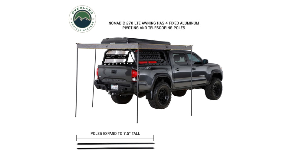 Overland Vehicle Systems Nomadic 270 LTE Passenger Side Awning w/Bracket Kit, 19689909