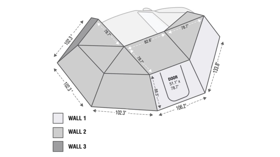 Overland Vehicle Systems Nomadic 270 Passenger Side Awning Wall 1, Dark Gray, 18129909