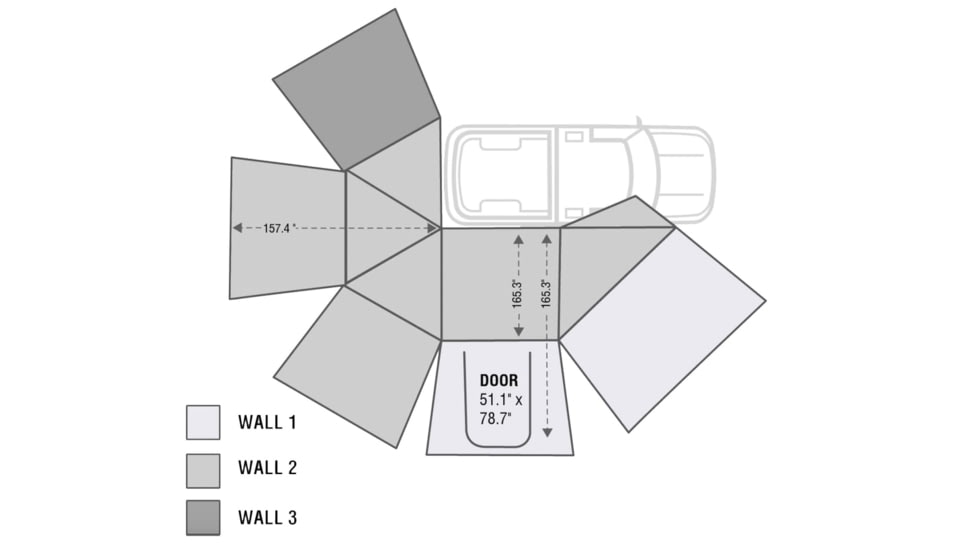 Overland Vehicle Systems Nomadic 270 Passenger Side Awning Wall 3, Dark Gray, 18149909