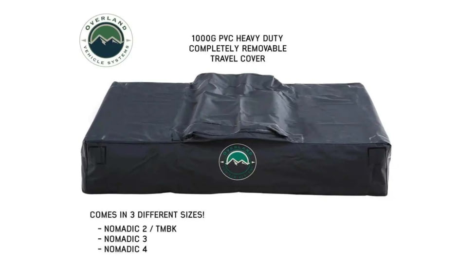 Overland Vehicle Systems Nomadic 4 Extended Roof Top Tent, 4 Person, w/ Annex Base, Dark Gray/Green, 75 x 122 x 51 in, 18141936