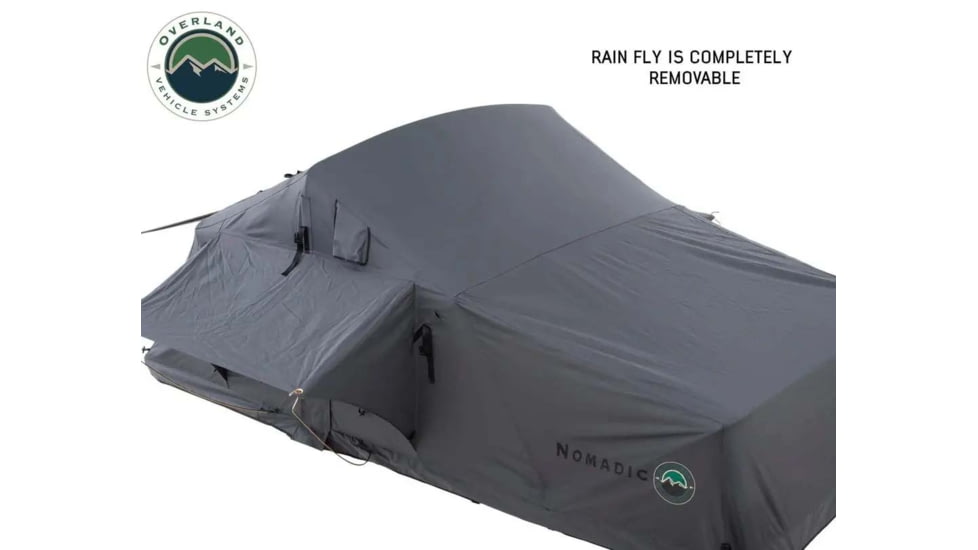 Overland Vehicle Systems Nomadic 4 Extended Roof Top Tent, 4 Person, w/ Annex Base, Dark Gray/Green, 75 x 122 x 51 in, 18141936