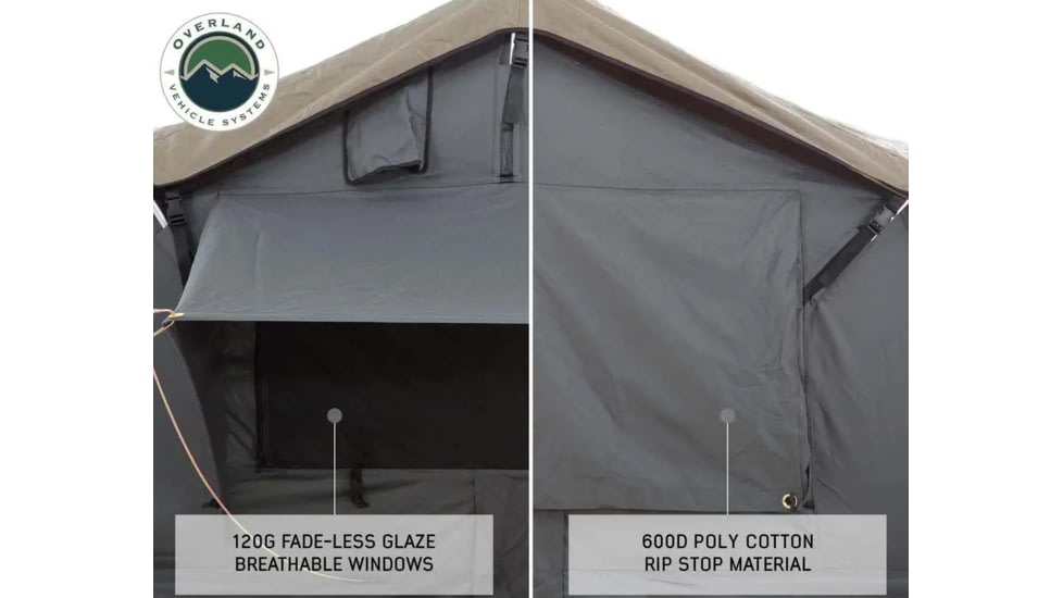 Overland Vehicle Systems Nomadic 4 Extended Roof Top Tent, 4 Person, w/ Annex Base, Dark Gray/Green, 75 x 122 x 51 in, 18141936