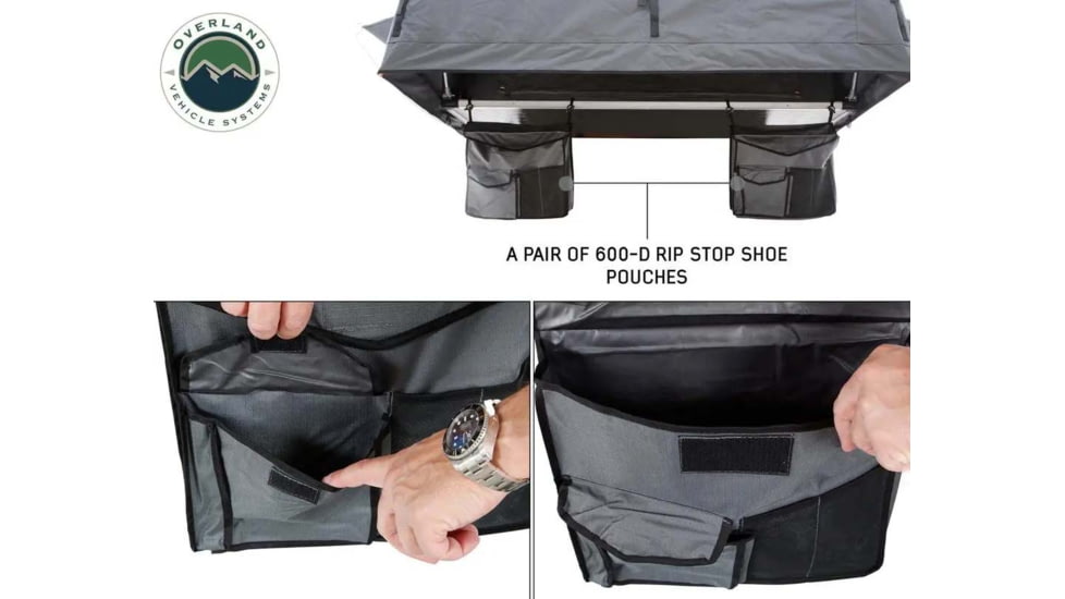 Overland Vehicle Systems Nomadic 4 Extended Roof Top Tent, 4 Person, w/ Annex Base, Dark Gray/Green, 75 x 122 x 51 in, 18141936