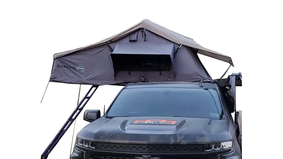 Overland Vehicle Systems Nomadic 4 Extended Roof Top Tent, 4 Person, w/ Annex Base, Dark Gray/Green, 75 x 122 x 51 in, 18141936