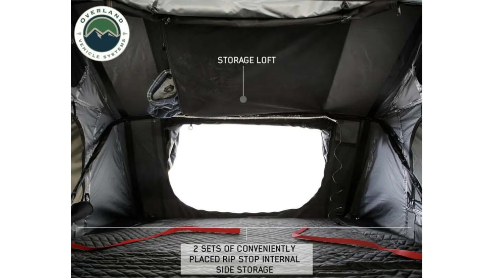 Overland Vehicle Systems Nomadic 4 Extended Roof Top Tent, 4 Person, w/ Annex Base, Dark Gray/Green, 75 x 122 x 51 in, 18141936