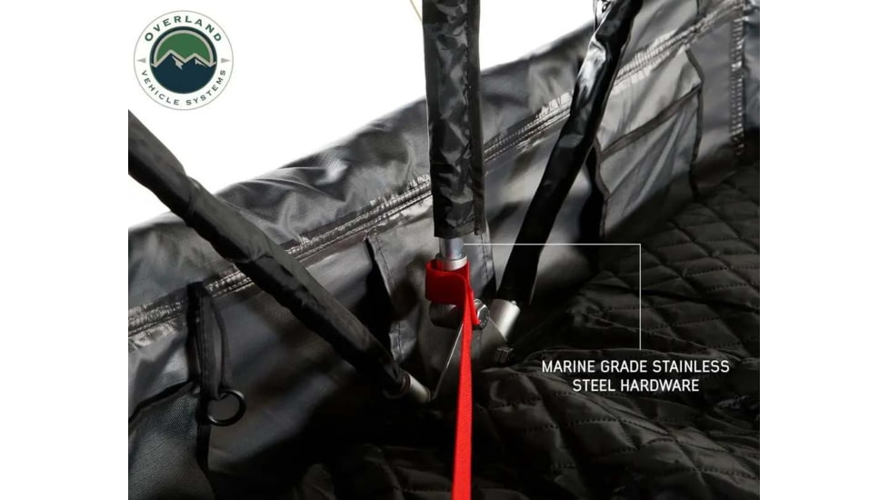 Overland Vehicle Systems Nomadic 4 Extended Roof Top Tent, 4 Person, w/ Annex Base, Dark Gray/Green, 75 x 122 x 51 in, 18141936