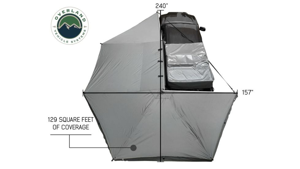 Overland Vehicle Systems Nomadic Awning 270 Cover, Driver Side, Dark Gray/Black, 240 x 157 x 88.5 in, 19519907