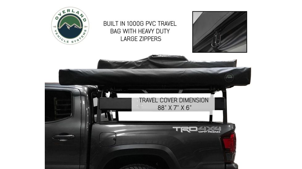 Overland Vehicle Systems Nomadic Awning 270 Cover, Passenger Side, Dark Gray/Black, 240 x 157 x 88.5 in, 19529907