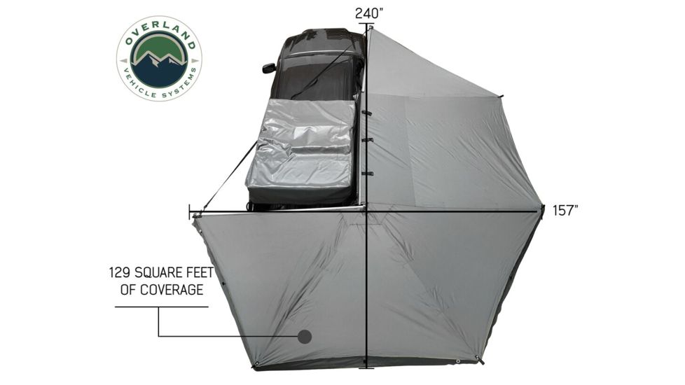 Overland Vehicle Systems Nomadic Awning 270 Cover, Passenger Side, Dark Gray/Black, 240 x 157 x 88.5 in, 19529907