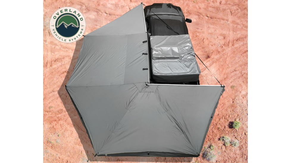 Overland Vehicle Systems Nomadic Awning 270 Degree Awning and Wall 1, 2, &amp; 3, w/Mounting Brackets, Driverside, Dark Gray, 19539907