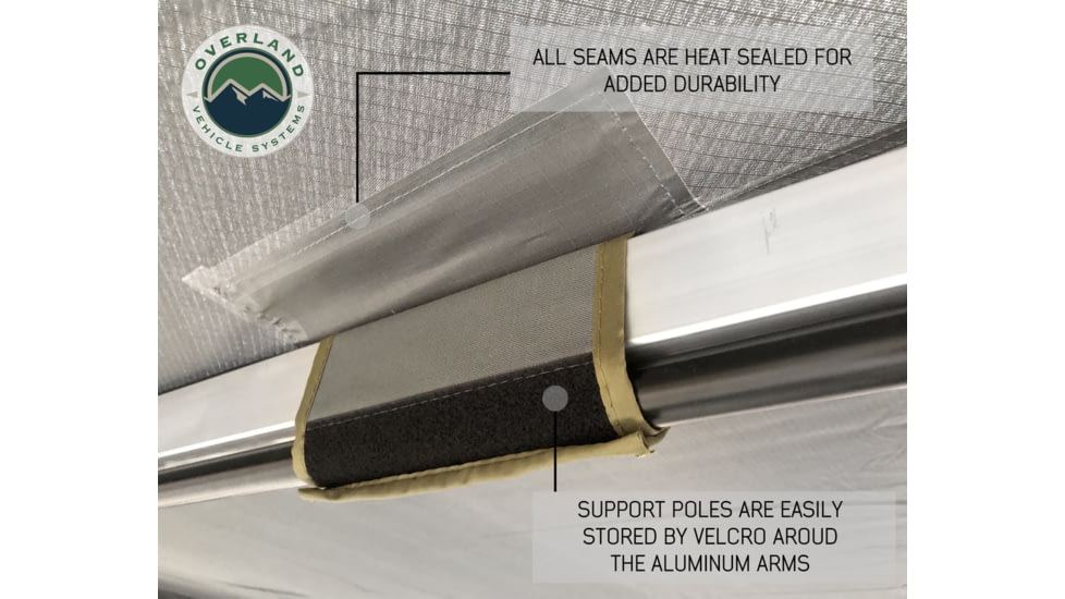Overland Vehicle Systems Nomadic Awning 270 Degree Awning and Wall 1, 2, &amp; 3, w/Mounting Brackets, Driverside, Dark Gray, 19539907