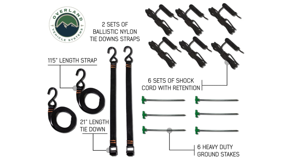 Overland Vehicle Systems Nomadic Awning 270 Degree Awning and Wall 1, 2, &amp; 3, w/Mounting Brackets, Driverside, Dark Gray, 19539907