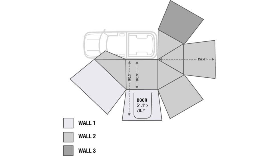 Overland Vehicle Systems Nomadic Awning 270 Side Wall 1, Driver Side, Dark Gray, 18099909