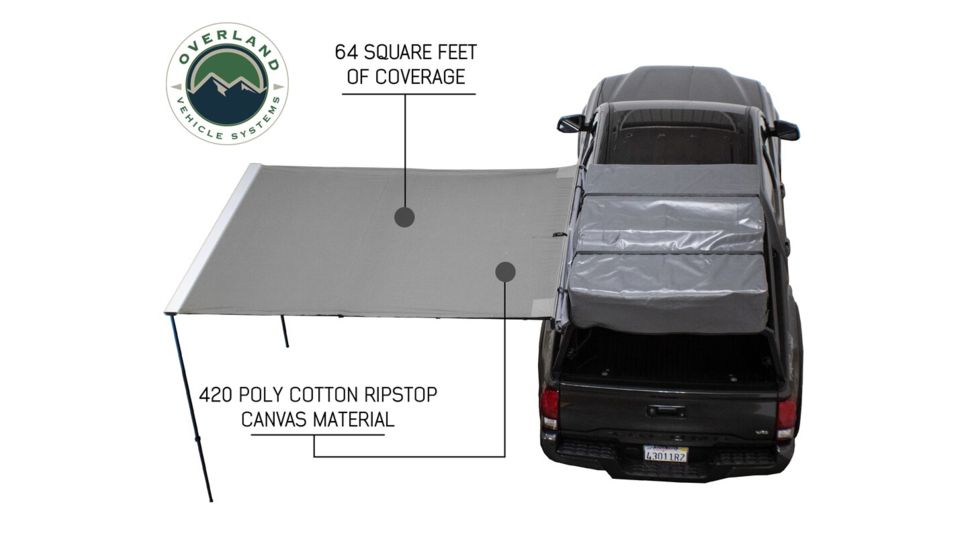 Overland Vehicle Systems Nomadic Awning 6.0 Covered Shelter, 53 sq ft, 600D, Dark Gray/Black, 98.5 x 78.5 in, 18049909
