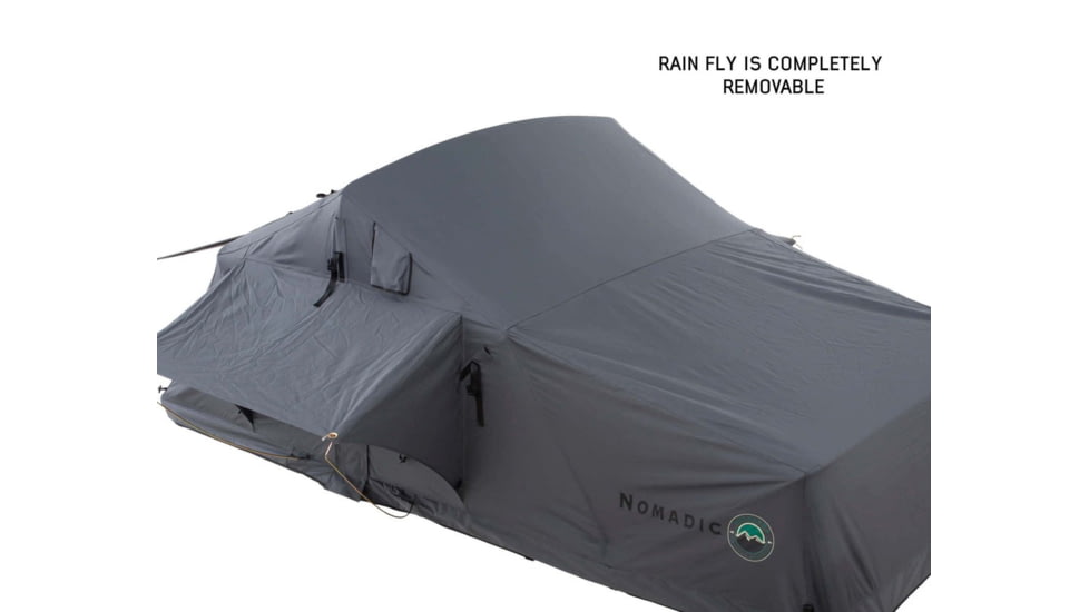 Overland Vehicle Systems Nomadic Extended Roof Top Tent w/ Green Rain Fly and Black Cover - 4+ Person, 4 Season, Dark Gray/Green, 18149936