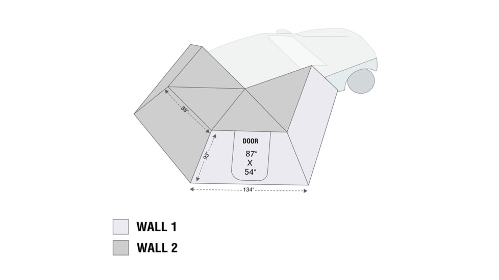 Overland Vehicle Systems Nomadic LT 270 Awning &amp; Wall 1, 2, &amp; Mounting Brackets - Passenger Side, Grey/Green, 19589907