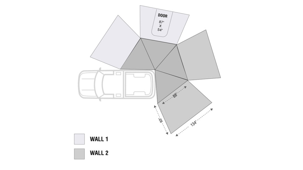 Overland Vehicle Systems Nomadic LT 270 Awning &amp; Wall 1, 2, &amp; Mounting Brackets - Passenger Side, Grey/Green, 19589907