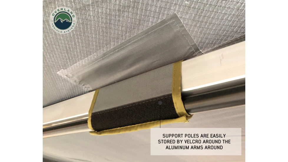 Overland Vehicle Systems Nomadic LT 270 Awning &amp; Wall 1, 2, &amp; Mounting Brackets - Passenger Side, Grey/Green, 19589907