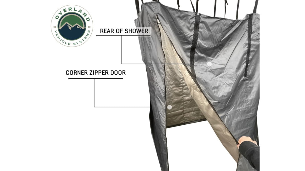 Overland Vehicle Systems Nomadic Quick Deploying Car Side Shower Room, Dark Gray, 18199909
