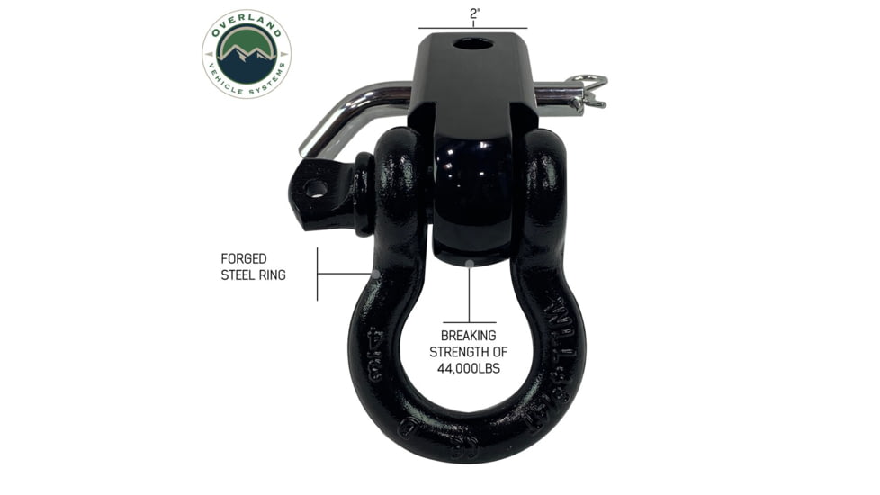 Overland Vehicle Systems Receiver Mount Recovery Shackle, 3/4in, 4.75 Ton, Black, 19109901