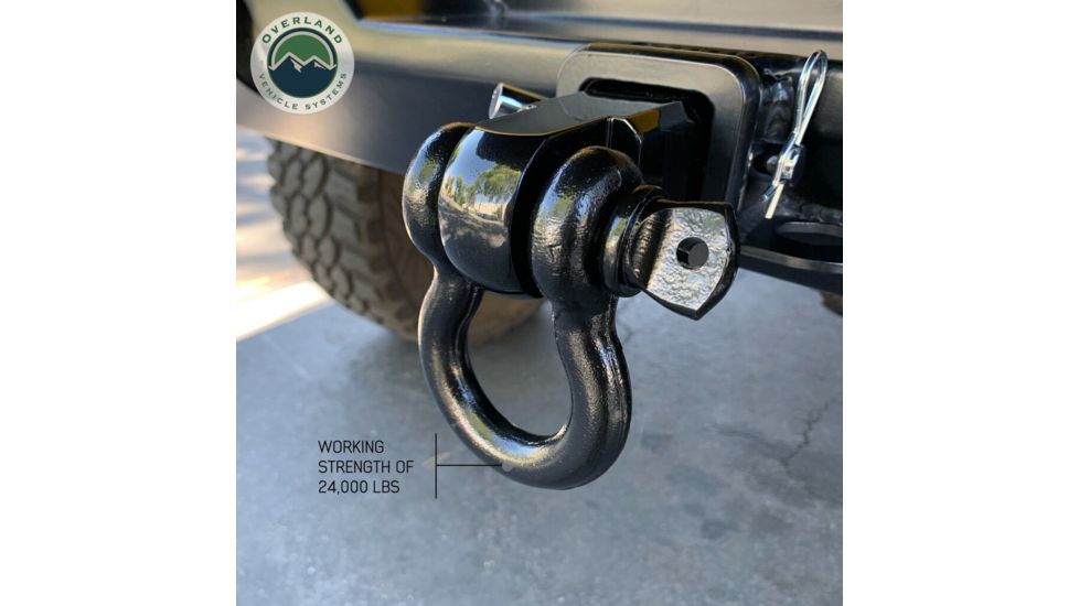 Overland Vehicle Systems Receiver Mount Recovery Shackle, 3/4in, 4.75 Ton, Black, 19109901