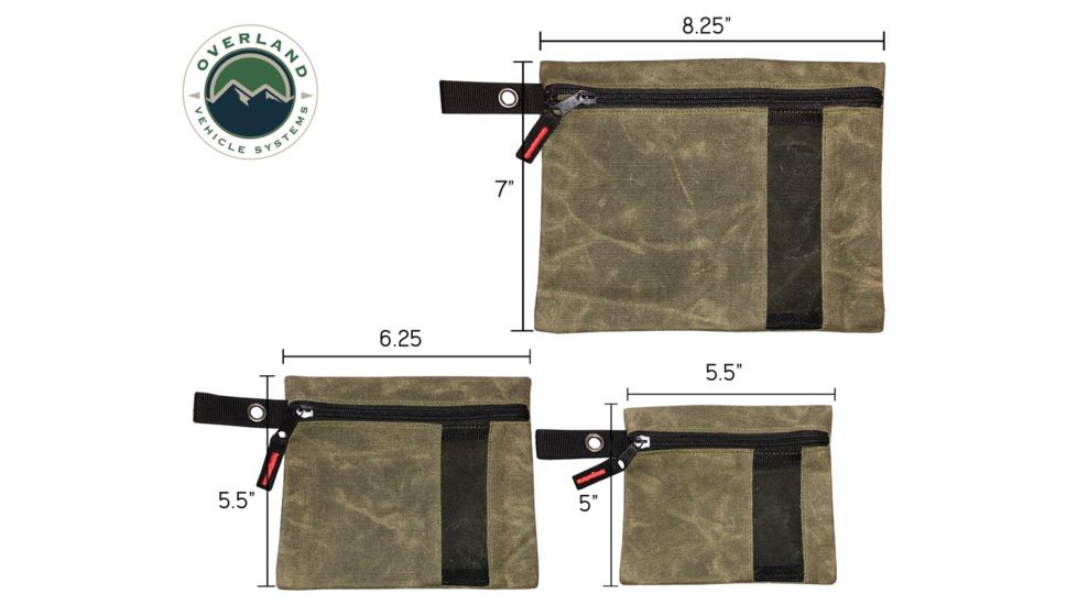 Overland Vehicle Systems Small Bags, 3 Pcs #12 Waxed Canvas, 21069941
