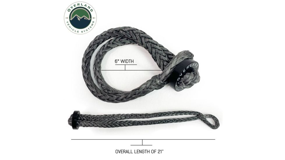Overland Vehicle Systems Soft Shackle, 5/8in, 44500 lbs, w/ Collar, Gray, 22 in, 19159919
