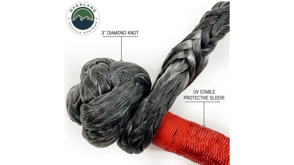 Overland Vehicle Systems Soft Shackle, 5/8in, 44500 lbs, w/ Loop &amp; Abrassive Sleeve, Red, 23 in, 19149903