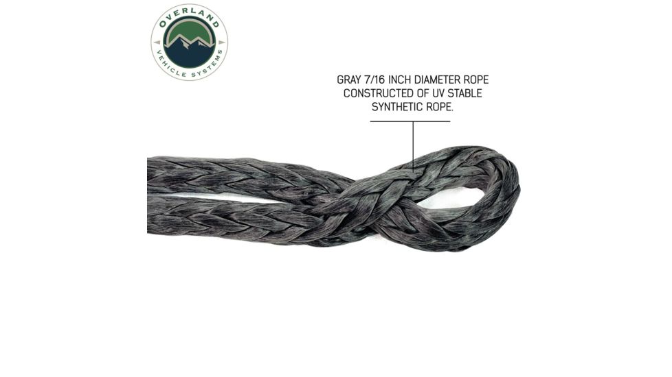 Overland Vehicle Systems Soft Shackle, 7/16in, 41000 lbs, w/ Collar, Gray, 22 in, 19139919