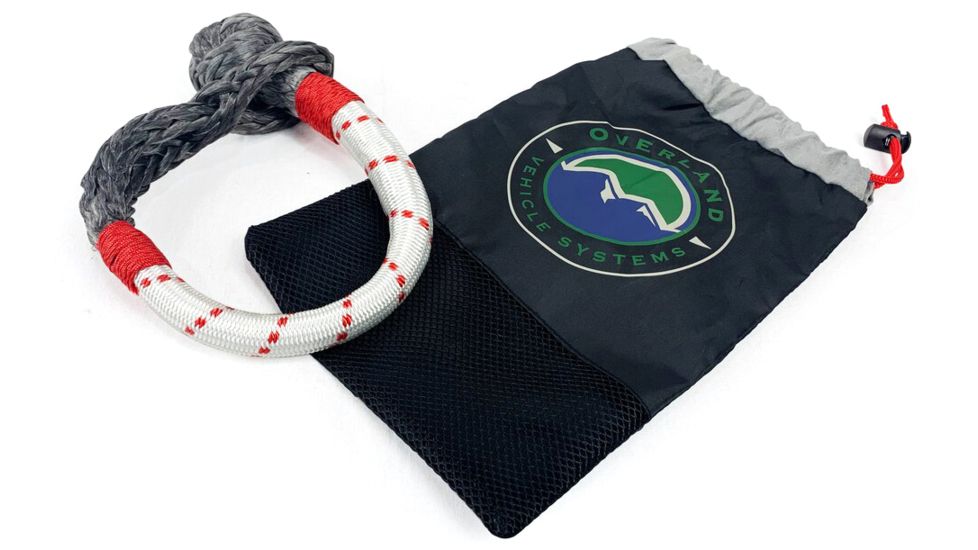 Overland Vehicle Systems Soft Shackle, 7/16in, 41000 lbs, w/ Loop &amp; Abrassive Sleeve, White/Red, 23 in, 19129903