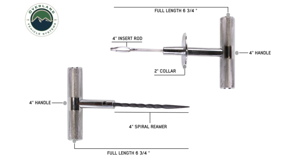 Overland Vehicle Systems Tire Plug Repair Kit 53 Piece Off Road Grade Truck, Jeep Off Road, RV, Trailers, Black, 12030001