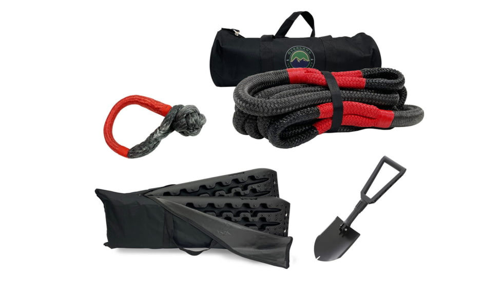 Overland Vehicle Systems Ultimate Recovery Package, Brute Kinetic Rope, Recovery Shovel, Recovery Ramp, 5/8in Soft Shackle, 33-0502