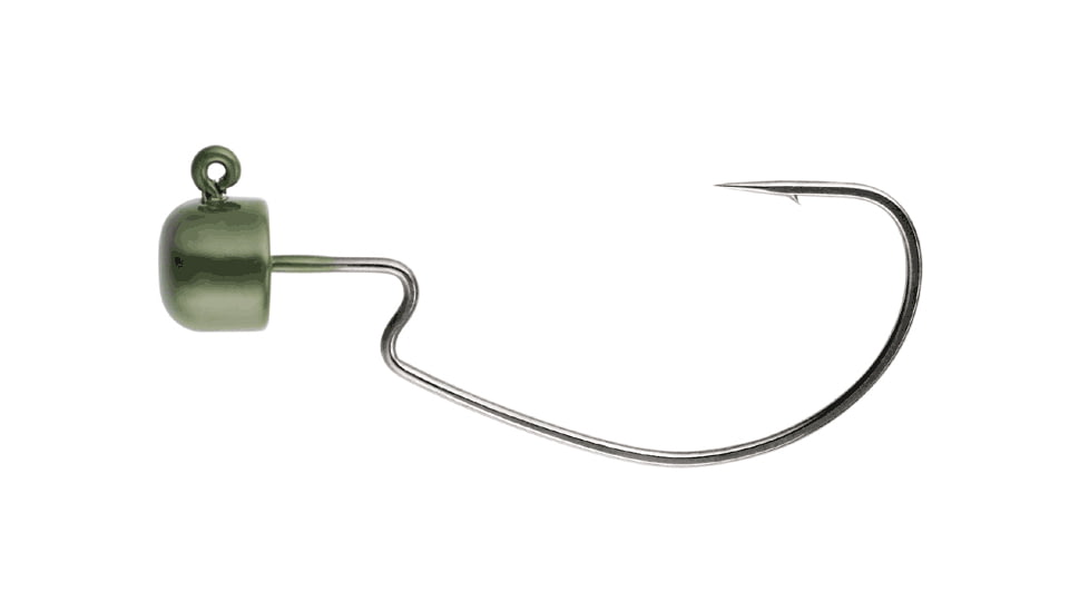 Owner Hooks Block Head Offset Hook, Green Pumpkin, 1/0 - 1/16oz., 4155GP-011