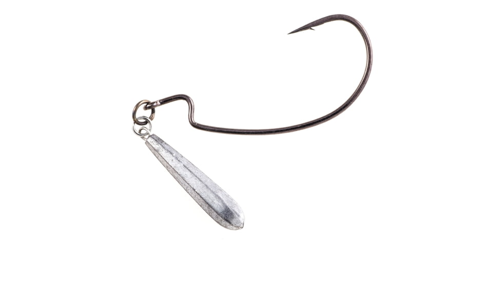 Owner Hooks JigRig Soft Plastic Hook with Tungsten Weight, 3/16oz, Needle Point, Z Bend, Light Wire, Black Chrome, Size 3/0, 2 Per Pack, 5117-033