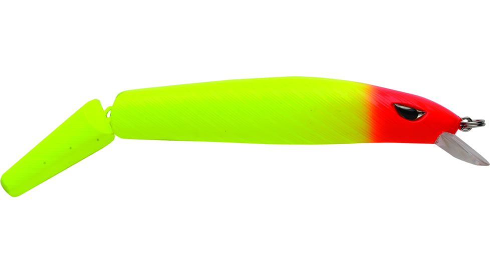 P-Line Angry Eye Predator Jointed Minnow Bait, 6.5in, Chartreuse/Red Head, PPAE-05