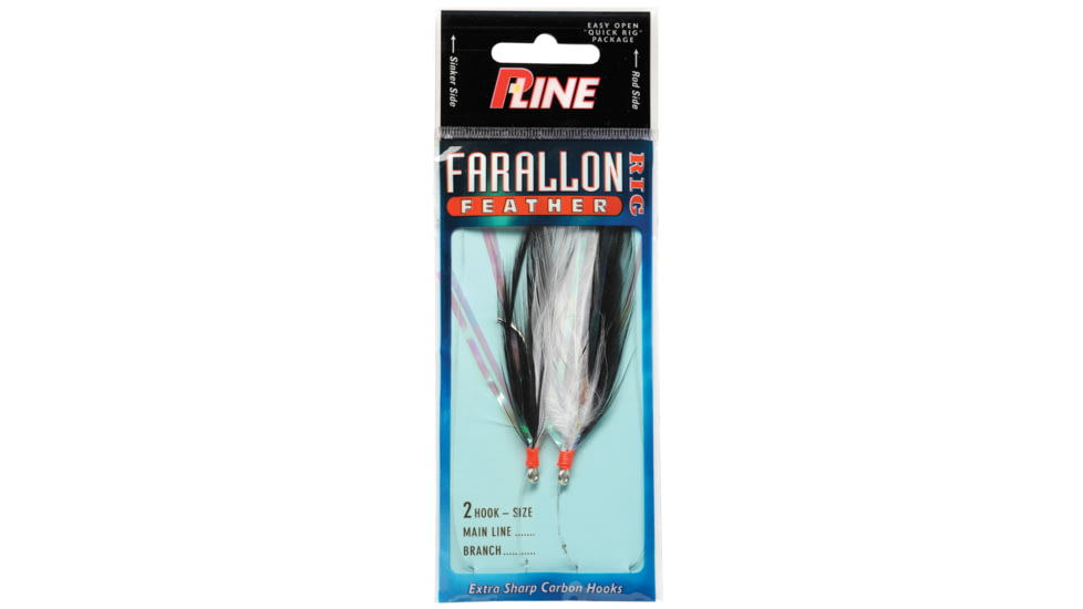 P-Line Farallon Feather 2 Hooks, 3/0, White/Black, FF-3/0-W/BLK
