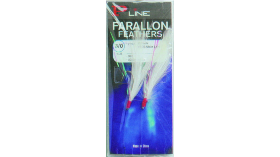 P-Line Farallon Feather 2 Hooks, 3/0, White, FF-3/0-WW