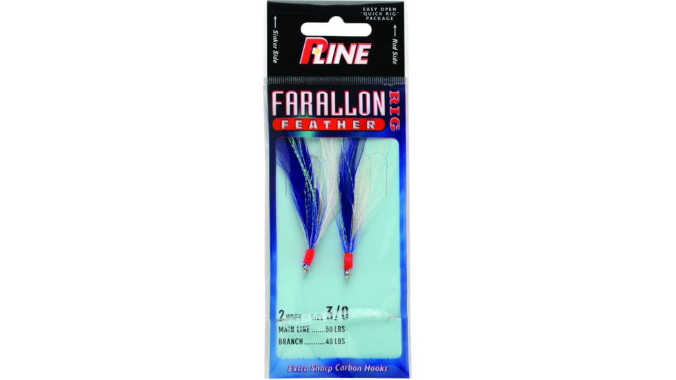 P-Line Farallon Feather 2 Hooks, 5/0, Blue/White, FF-5/0-BL/W