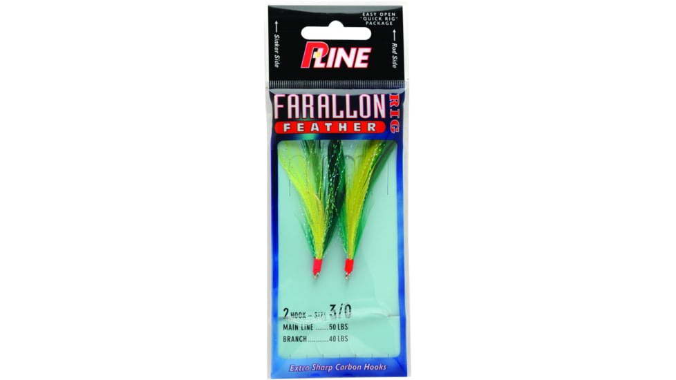 P-Line Farallon Feather 2 Hooks, 5/0, Green/Chartreuse, FF-5/0-G/C