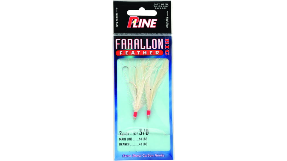 P-Line Farallon Feather 2 Hooks, 5/0, White, FF-5/0-WW