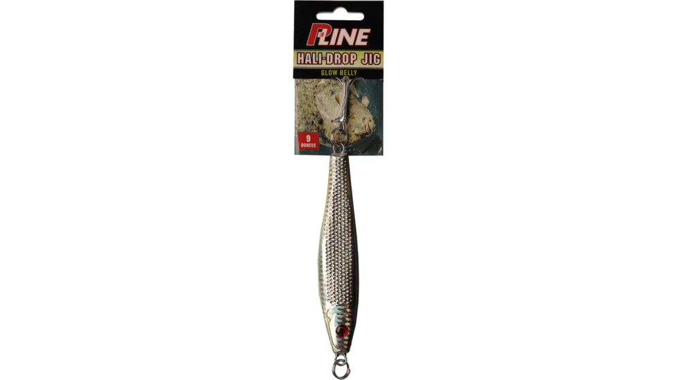 P-Line Halibut Drop Jig, Chrome/Black Glow Belly, 9oz, PHDJ9-04