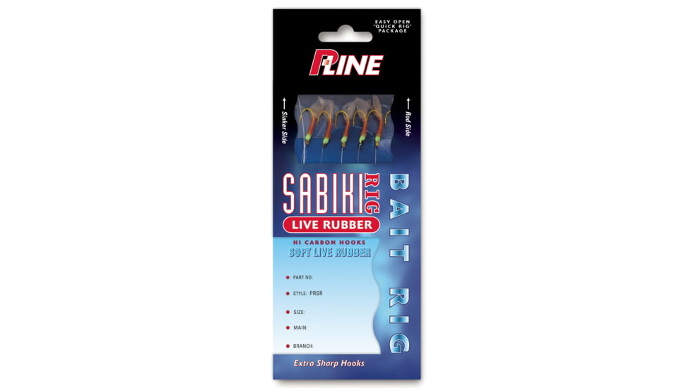 P-Line Red Rubber Sabiki Rig, L-Rubber Sabiki Rig, Size 8, PRSR-8