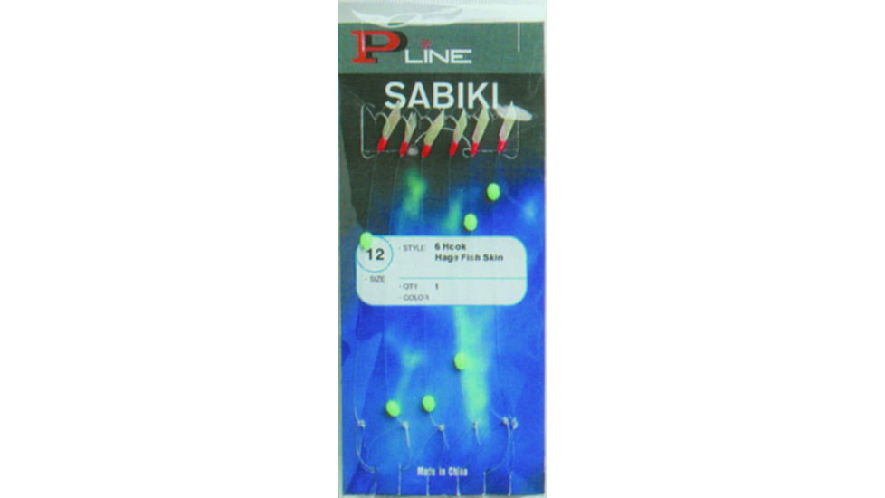 P-Line Sabiki Rig Hage Aurora Fish Skin Sabiki Rig, 12, SAFS12