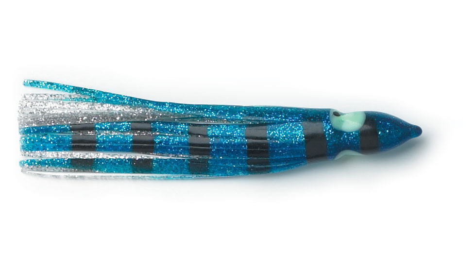 P-Line Sunrise Squid Skirt 9 1/2", Blue/Clear/Black Stripe/Silver Flake, 1/Pack, SQ95-252
