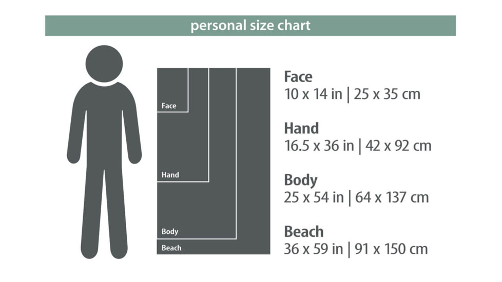 PackTowl Personal Towel, Lake, Face, 11680