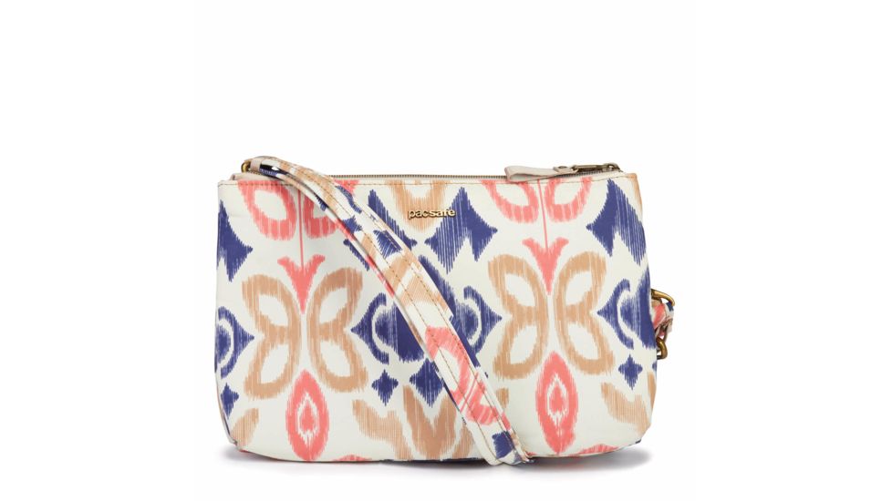 Pacsafe Stylesafe Double Zip Crossbody, Ikat Coral, 4 Liters, 20630811