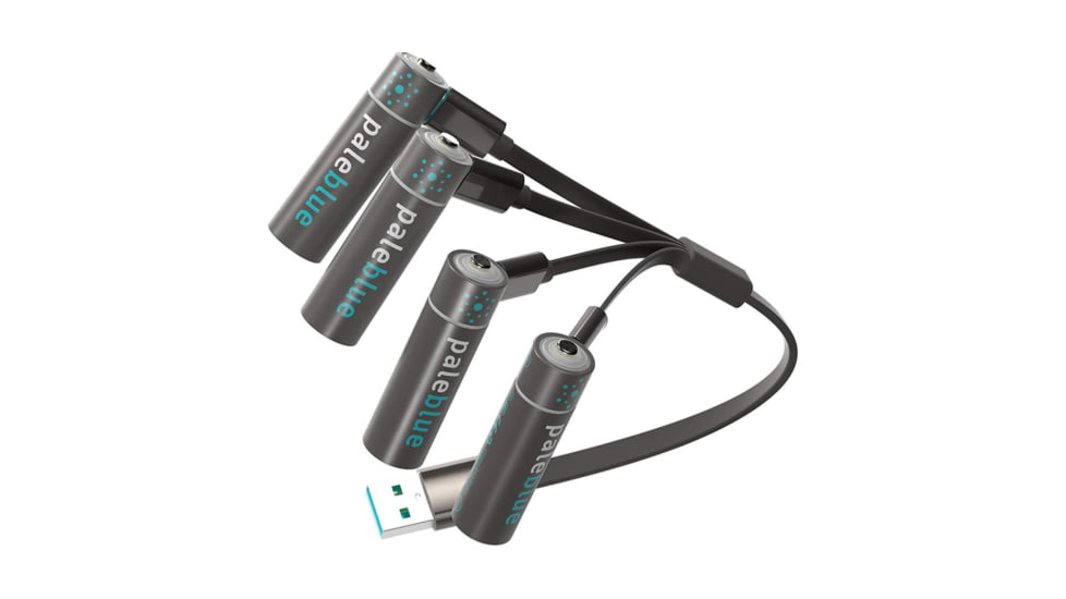 Pale Blue Earth Pale Blue Smart Lithium Ion USB Rechargeable AA Batteries 4 Pack, Gray, PB-AA