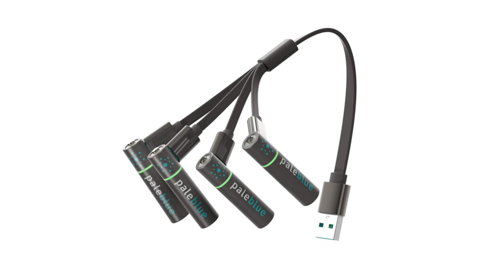 Pale Blue Earth Pale Blue Smart Lithium Ion USB Rechargeable AAA Batteries 4 Pack, Gray, PB-AAA