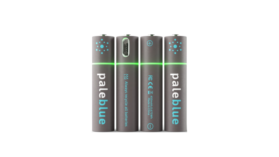 Pale Blue Earth Pale Blue Smart Lithium Ion USB Rechargeable AAA Batteries 4 Pack, Gray, PB-AAA